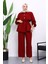 Bordo Double Krep Tunik Pantolonlu Takım 2