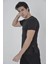 Erkek Yandan Fermuarli Slim Fit T-Shirt - Siyah 1