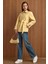 Gömlek Yaka Kuşak Detaylı Oversize Kısa Kaban SARI 3155 10