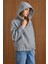 Kapüşonlu Beli Lastikli Oversize Kısa Kaban AÇIK GRİ 3162 13