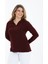 Curve Büyük Beden Pamuklu Likralı V Yaka Basic Düz Uzun Kol Bordo Bluz 4