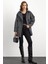 Apolet Detaylı Oversize Kısa Kaban KOYU GRİ 3149 9