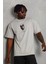 Unisex Oversize Baskılı Bisiklet Yaka T-Shirt - Gri 1
