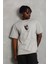 Unisex Oversize Baskılı Bisiklet Yaka T-Shirt - Gri 2