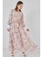 Kadın Bdart Viskon Karışımlı Düğmeli Desenli Maxi Elbise Karanfil Pembesi 2