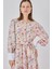 Kadın Bdart Viskon Karışımlı Düğmeli Desenli Maxi Elbise Karanfil Pembesi 3