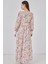 Kadın Bdart Viskon Karışımlı Düğmeli Desenli Maxi Elbise Karanfil Pembesi 6