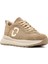 Kadın Bej Bağcıklı Kalın Tabanlı Süet Deri Sneaker 25AFD221110 6