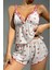Beyaz Kiraz Desenli Kadın Şortlu Pijama Takımı 3