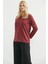 Yuvarlak Yaka Uzun Basic Triko Kazak - Bordo 3