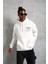 Erkek 98 Baskılı Kapşonlu Sweat - Beyaz 1