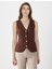 Acı Kahve Dar Kesim Parlak Düğme Detaylı Triko Yelek 1