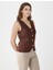 Acı Kahve Dar Kesim Parlak Düğme Detaylı Triko Yelek 4