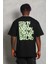 Unisex Oversize Baskılı Bisiklet Yaka T-Shirt - Siyah 4
