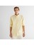 Erkek Sarı Relaxed Fit Düğmeli Yaka Çizgili Gömlek 1