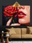 Kırmızı Gül Dudaklar Parlak Dekoratif Kanvas - Mdf Ahşap Tablo 1