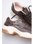 Kadın Sneaker File Baskılı Kalın Tabanlı Kahve Rivex 4