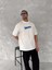 Ön ve Arka Baskılı Oversize Bisiklet Yaka T-Shirt- Beyaz 3