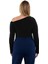 Kadın Moda Şık Büyük Beden Regular Asimetrik Yaka Fitted Kalıp Örme Büzgülü Tek Omuz Bluz 3