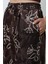 Kadın Çiçek Desenli Kahverengi Jakarlı Bol Paça Desenli Pantolon 4