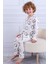 103 Erkek Çocuk Uzun Kollu Gömlek Pijama Takım-Beyaz 3