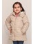 Çıtçıt Cep Detaylı Kürksüz Kapüşonlu Bej Kız Çocuk Mont 1