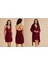 Kadın Penye Bordo Bralet&gecelik&sabahlık 4'lü Takım Kutulu Set W5.5.3.2dkukchss 3