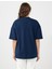 Lacivert Bisiklet Yaka Kısa Kollu Büzgü Detaylı Örme Tişört 5