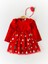 Kız Çocuk Karpuz Kol Noel Yılbaşı Temalı Kırmızı Elbise ve Taç Takım 1