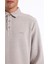 Polo Yaka Düz Koyu Bej Erkek Sweatshırt J5WM-SWT7223 4