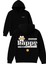 Be Happy Tasarım Baskılı Oversize Siyah Kapüşonlu Sweatshirt 1