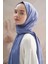Kazayağı Desen Pamuk Ipek Şal Kot Mavi 2