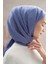 Kazayağı Desen Pamuk Ipek Şal Kot Mavi 3