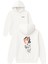 Motorcu Adam Tasarım Baskılı Oversize Beyaz Kapüşonlu Sweatshirt 1