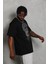 Unisex Oversize Taşlı Bisiklet Yaka T-Shirt - Siyah 3