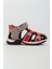 Unisex Çocuk Gri-Kırmızı Deri Ortopedik Outdoor Çocuk Sandalet 15