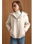 Kapüşonlu Beli Lastikli Oversize Kısa Kaban EKRU 3162 13