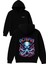 Octopus Tasarım Baskılı Oversize Siyah Kapüşonlu Sweatshirt 1