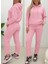 Eyesof Kadın Uzun Kollu Kapşonlu Bağcıklı Üç Iplik Bluz ve Pantolon Ikili Takım 1