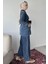 Bel Bağcıklı Fermuarlı Jean Kot Ceket Pantolon Tesettür Ikili Takım P-00018911 4