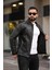 Yeni Sezon Erkek Premium Karbon Deri Slim Fit Mevsimlik Ceket 1