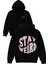 Stay Weırd Tasarım Baskılı Oversize Siyah Kapüşonlu Sweatshirt 1