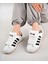 Unisex Klasik Bağcıklı Ortopedik Spor Sneaker Ayakkabı-Beyaz-Siyah 2