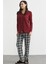 Ekose Kombinli Düğmeli Pijama Takım - Bordo 4