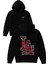 Kırmızı Detaylı Los Angeles Tasarım Baskılı Oversize Siyah Kapüşonlu Sweatshirt 1