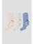 3 Adet Kurdele Aksesuarlı Pamuklu Kız Çocuk ve Bebek Külotlu Çorap 1