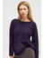 Rio Düz Örgü Kadın Triko Kazak - Koyu Mor 4