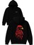Kırmızı Şahin Tasarım Baskılı Oversize Siyah Kapüşonlu Sweatshirt 1