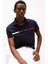 Erkek Regular Fit Göğsü Şeritli ve Yazı Nakışlı Polo Yaka T-Shirt - Lacivert 4