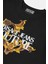 Kadın Regular Fit Barok Desenli Yazı Logolu T-Shirt - Siyah/altın Sarısı 3